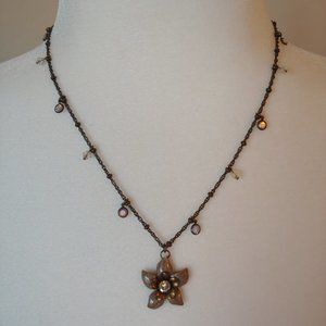Liz Palacios Necklace - Gold Enamel Flower
